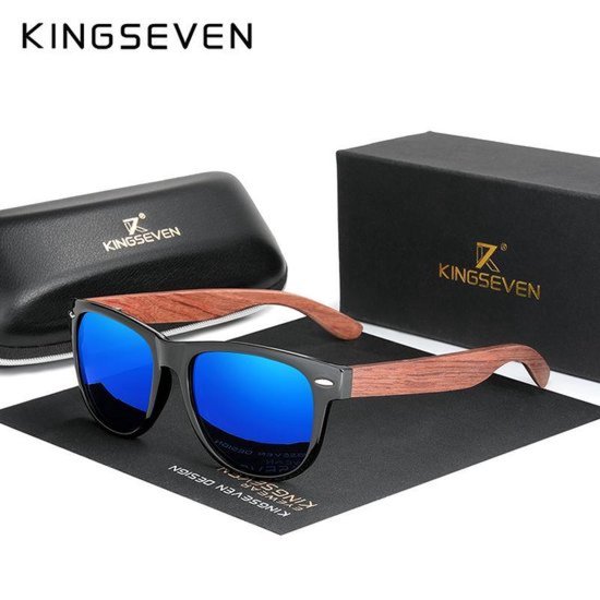 KingSeven - Sky Blue Wayfayer Bamboo UV400 en Polarisatie filter van Kingseven