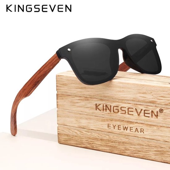 Kingseven vierkant Zonnebril - Unisex - Gepolariseerd - UV400 - Zwart van Kingseven