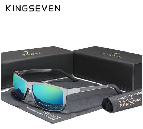 KINGSEVEN Zonnebril 7021 - Donkergroen – Heren - Vrouwen - Gepolariseerd - UV400 - Rechthoek van Merkloos