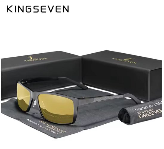 KINGSEVEN Zonnebril 7021 - Night Vision – Heren - Vrouwen - Gepolariseerd - UV400 - Rechthoek van Merkloos
