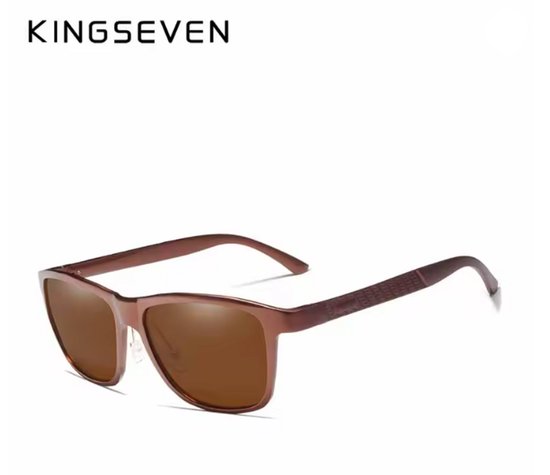 KINGSEVEN Zonnebril 7189 - Bruin - Heren - Vrouwen - Gepolariseerd - UV400 - Vintage van Merkloos