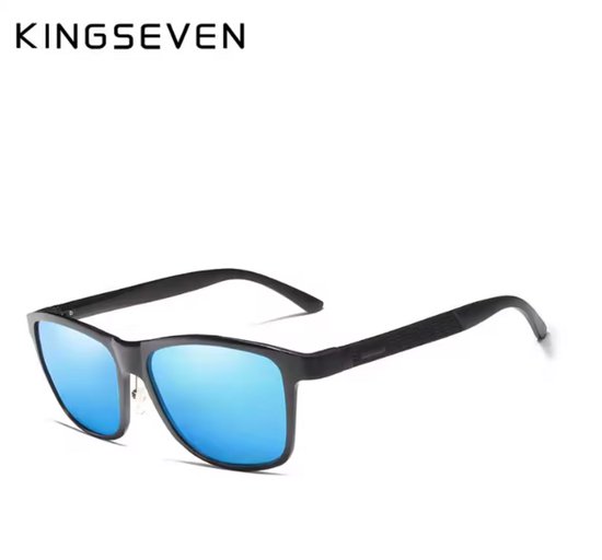 KINGSEVEN Zonnebril 7189 - Zwart-Blauw - Heren - Vrouwen - Gepolariseerd - UV400 - Vintage van Kingseven