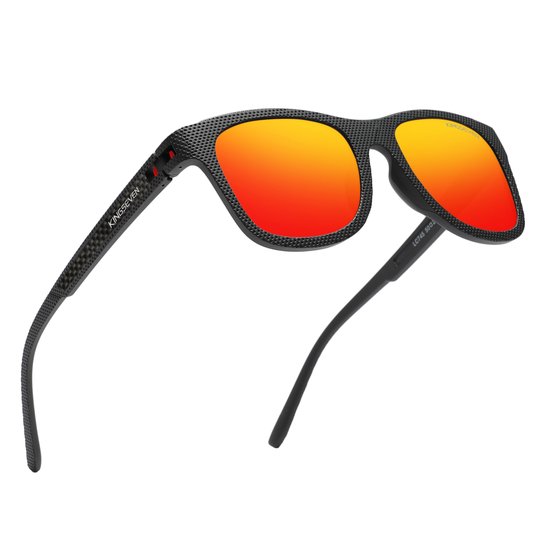 KINGSEVEN Zonnebril 745 - Zwart-Rood - Heren - Vrouwen - Gepolariseerd - UV400 - Sportief van Merkloos