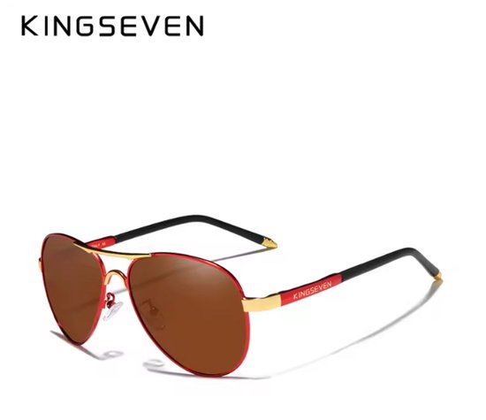 KINGSEVEN Zonnebril 7503 - Rood-Bruin – Heren - Vrouwen - Gepolariseerd - UV400 - Sportief van Merkloos