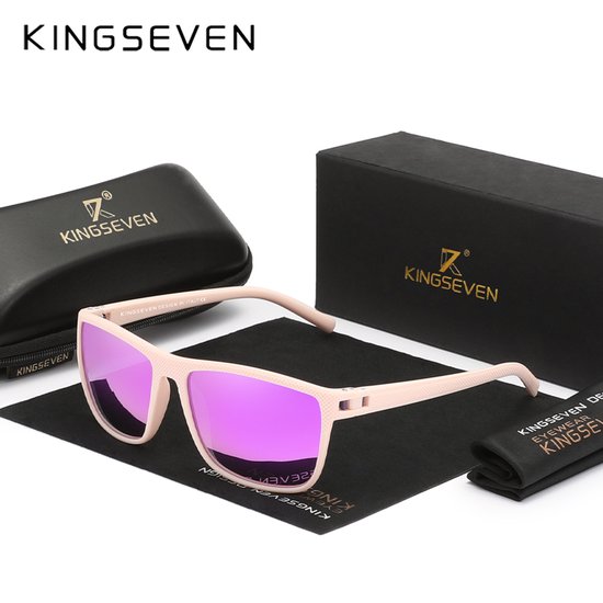 KINGSEVEN Zonnebril 755 - Roze - Heren - Vrouwen - Gepolariseerd - UV400 - Rechthoek van Merkloos