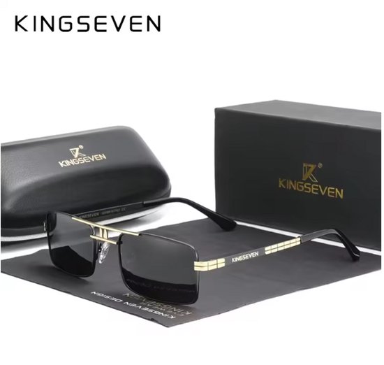 KINGSEVEN Zonnebril 760 - Goudkleurig-Grijs – Heren - Vrouwen - Gepolariseerd - UV400 - Vintage van Merkloos