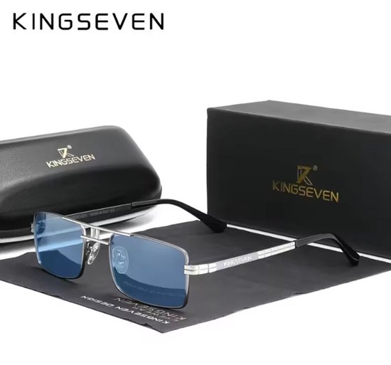 KINGSEVEN Zonnebril 760 - Helder Blauw – Heren - Vrouwen - Gepolariseerd - UV400 - Vintage van Merkloos