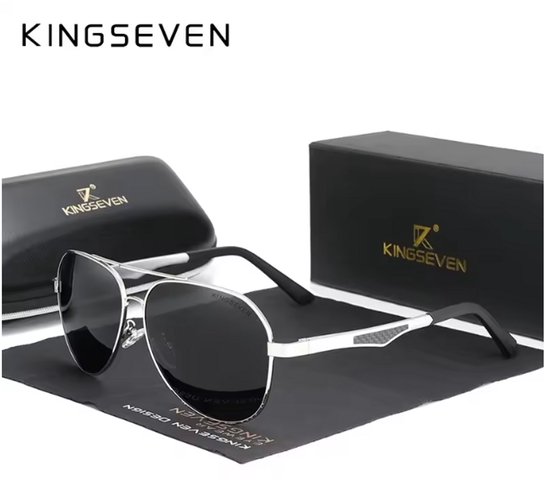 KINGSEVEN Zonnebril 7759 - Zilverkleurig - Grijs - Heren - Vrouwen - Gepolariseerd - UV400 - Piloot van Kingseven