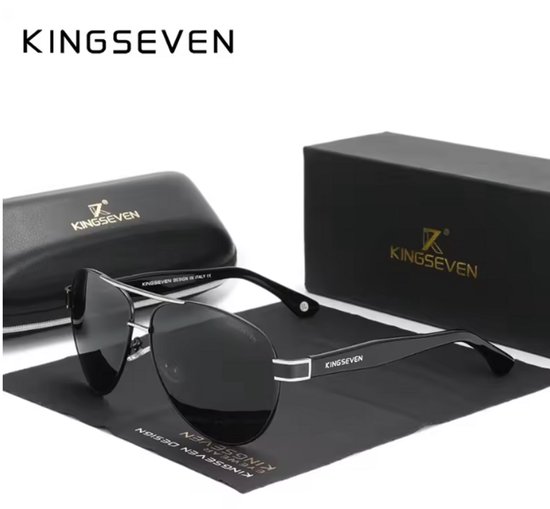 KINGSEVEN Zonnebril 7777 - Zilverkleurig-Grijs – Heren - Vrouwen - Gepolariseerd - UV400 - Piloot