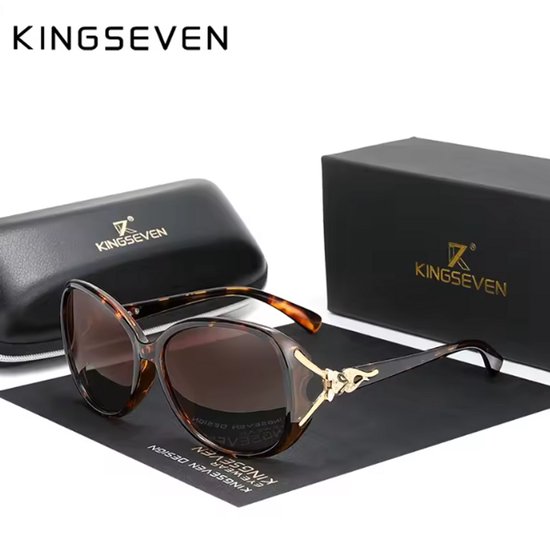 KINGSEVEN Zonnebril 7842 - Luipaard-Bruin – Dames - Gepolariseerd - UV400 - Vlinder van Merkloos