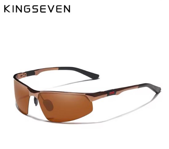 KINGSEVEN Zonnebril 9121 - Bruin - Heren - Vrouwen - Gepolariseerd - UV400 - Sportief van Kingseven