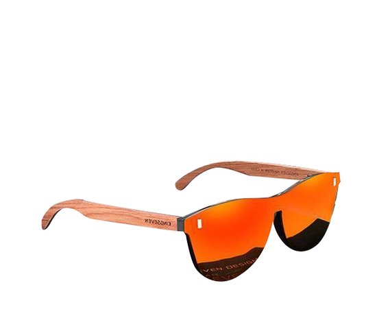 KingSeven Zonnebril Heren - Bamboe - Oranje - Polarisatie Filter - UV400 van Kingseven