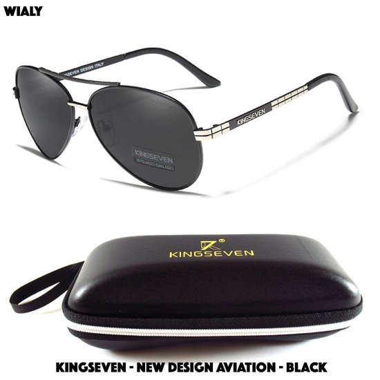 KingSeven Zonnebril Heren - New Design Aviation Black - Aluminium piloten zonnebril met gepolariseerde UV400 glazen - Z94 van Kingseven