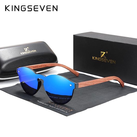 Kingseven zonnebril - UV400 - Gepolariseerd - Bamboo - Bruin - Bluestar - Z1319 van Kingseven