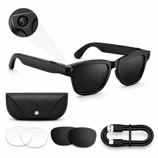 K&L Camera Bril met Foto Camera - 4K HD 13MP video - 30MP Foto – Mini Spy Camera - Smart Bril - NL-app - Oplaadhoes