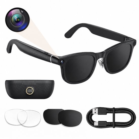 K&L Camera Bril met Foto Camera - 4K HD – 3820MAH – Mini Spy Camera - Smart Bril - NL-app - Oplaadhoes