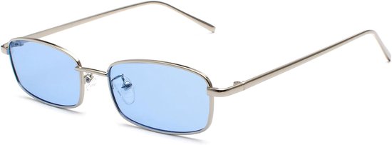klassieke kleine rechthoekige zonnebril dames heren vintage slank rechthoekig metalen montuur bril