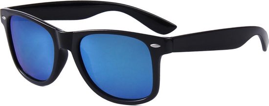 Klassieke Zonnebril Zwart Blauw Spiegel - Gepolariseerd van Polaroid