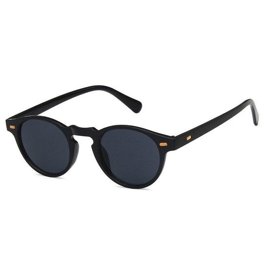 Kleine Zonnebril - Unisex Trendy Zonnebril - Zwart met Zwart Glas van Klein