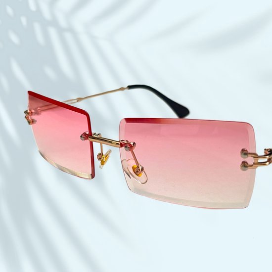 Knaak Gekleurde Zonnebril - Roze - Unisex - Festival - Accessoires - Gouden Frame - 1 stuk van Knaak