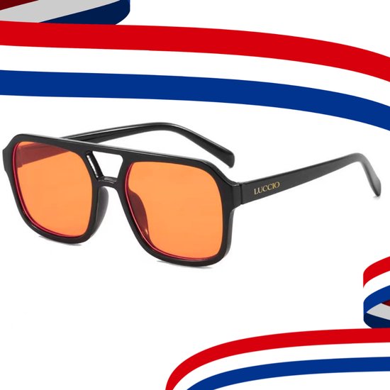Koningsdag bril - Oranje bril - Koningsdag accessoires - Retro bril - Mode bril - Festivalbril - Technobril - Rave bril - Festival zonnebril - Zwart - Vintage - Koningsdag - Kingsday van Merkloos