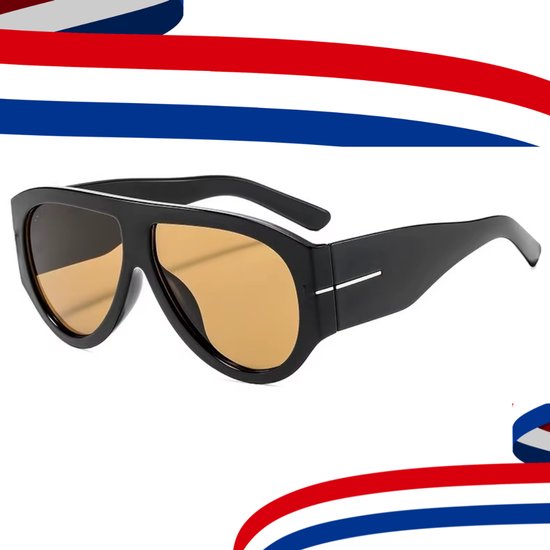 Koningsdag Bril - Oranje bril - Oranje Zonnebril - Koningsdag accessoires - Dames zonnebril - Festival bril - Festival zonnebril - Zwart - Koningsdag - Kingsday van Merkloos