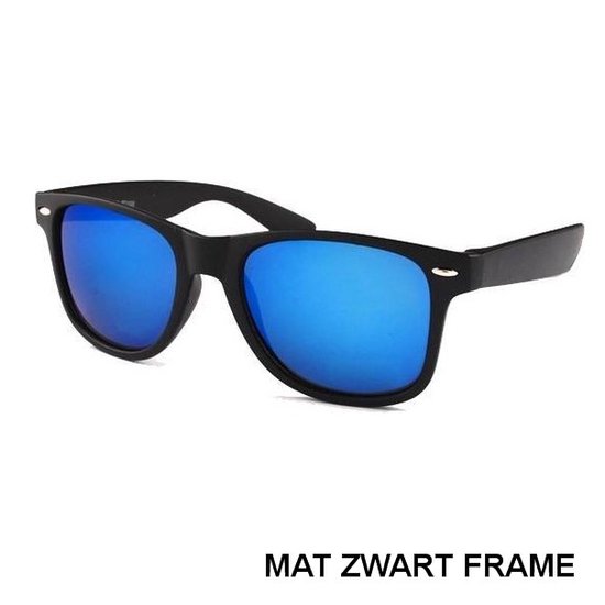 Koopjegadget - reiziger Zonnebril Mat Zwart Blauw Spiegel van KOO