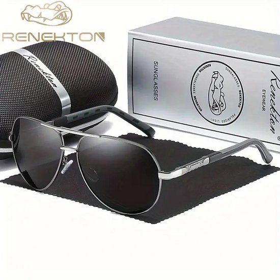K&R Zonnebril - Piloten Zonnebril - Gepolariseerd - Dames / Heren - Unisex - met Volledig Cadeaupakket - grijs Frame en grijze glazen van Merkloos