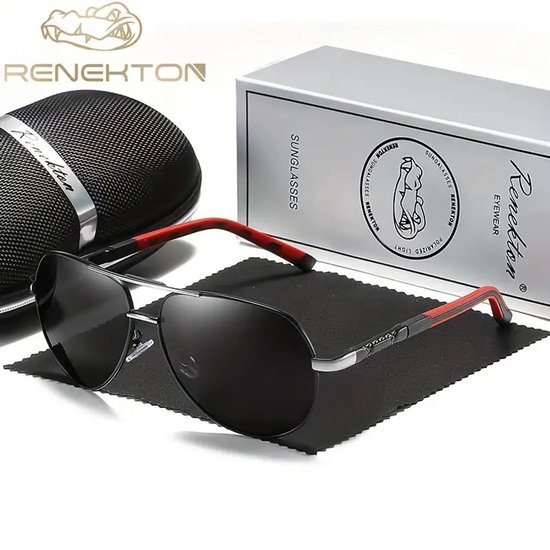 K&R Zonnebril - Piloten Zonnebril - Gepolariseerd - Dames / Heren - Unisex - met Volledig Cadeaupakket - zwart Frame en grijze glazen van K&R