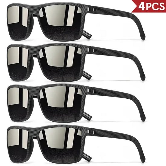 K&R Zonnebril - Volwassenen - unisex - Zwart - Volledig omrand - Polariserend - set van 4 stuks van Merkloos