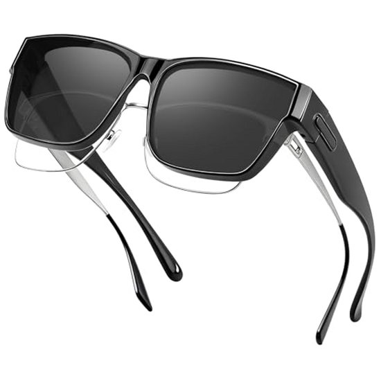 Kraftverdia® Gepolariseerde Overzet Zonnebril - Oversized Vierkante Zonnebril voor over de Bril voor Dames & Heren, UV400 Bescherming, Wraparound Design van Merkloos