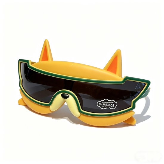 Kraftverdia®【Kinderzonnebril】 van zachte siliconen, UV400-bescherming, voor 3-12 jaar – French Bulldog ontwerp met één lens – oranje van Merkloos