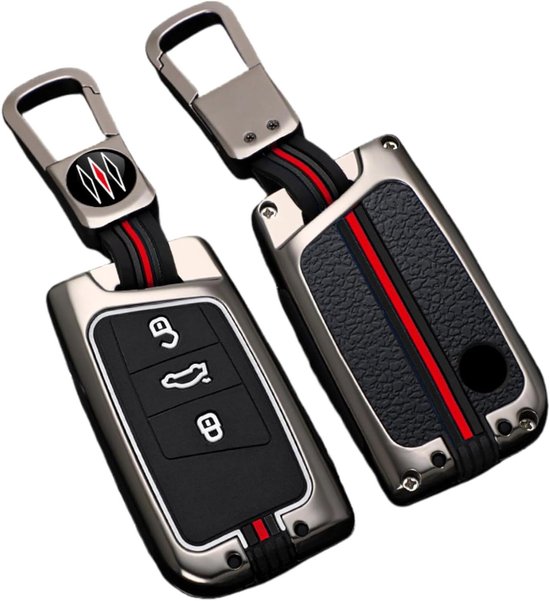 l beschermhoes Zinklegering voor Volkswagen VW Tiguan Jetta Passat - Beschermhoes met 3 knoppen in matte kleur van Merkloos