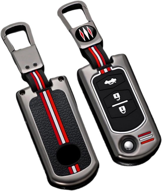 l cover hoesje Zinklegering compatibel met Mazda - mat - vierkante gesp - 3 knoppen - beschermhoesje - sleutelhanger van Merkloos