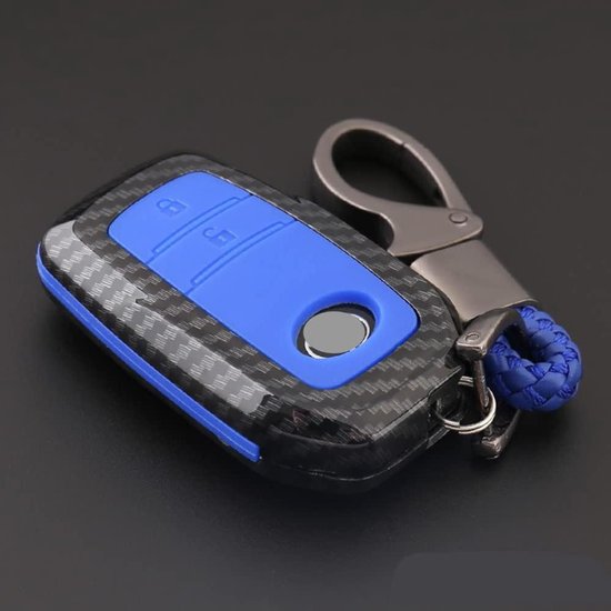 l hoes voor Toyota RAV4 - Koolstofvezel Shell - - Blauw - Beschermhoes - 2 knoppen van Merkloos