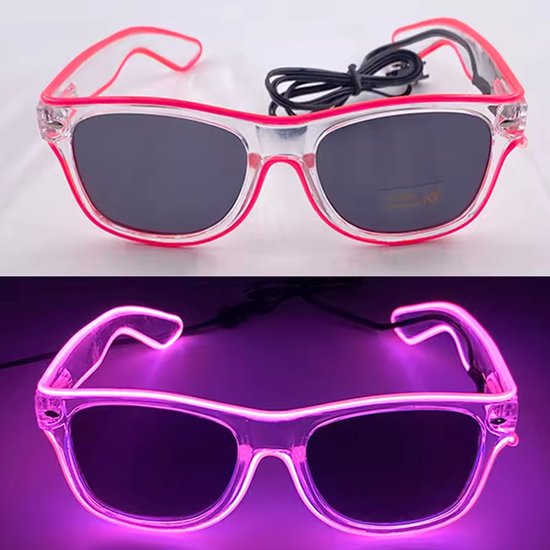 LED Bril - Feest - Roze - Paars - Party - Zonnebril - Lamp - Licht - Unisex van Merkloos