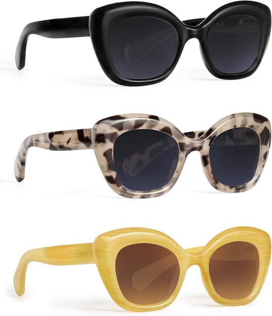 Leeszonnebril dames - Zonneleesbril Cat Eye - Lezen in de zon - Veerscharnier design - 3 stuks - Niet gespecificeerd