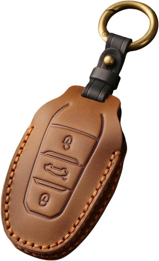 lhoes van leer voor Peugeot en Citroën - 3 knoppen (bruin) van Merkloos