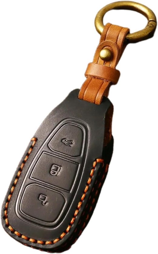 lhoesje van leer voor Ford Focus 3 4 ST Mondeo MK3 MK4 Fiesta Fusion Kuga 2013-2024 - zwart van Merkloos