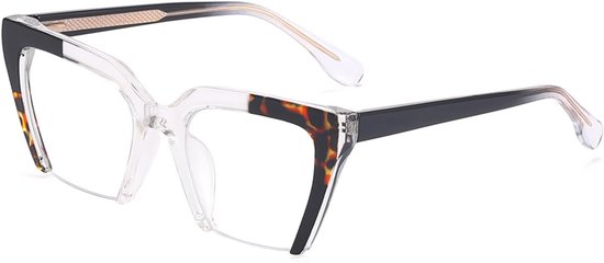 Licht glazen vrouwen vierkante glazen frame grote mode bril half frame