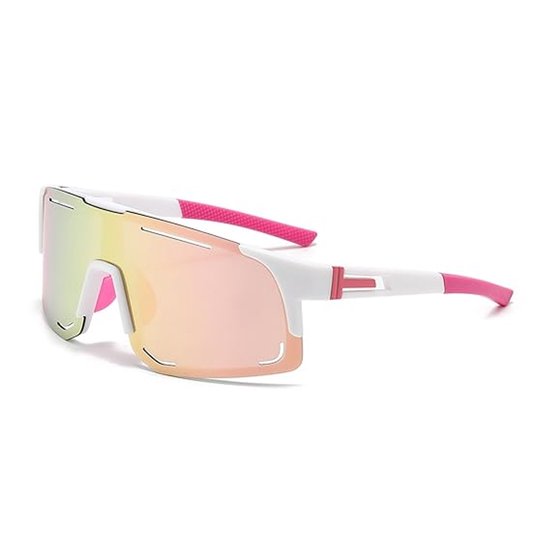 LISM-Coole fietszonnebril (roze) met gepolariseerde glazen, Geschikt voor mannen en vrouwen.