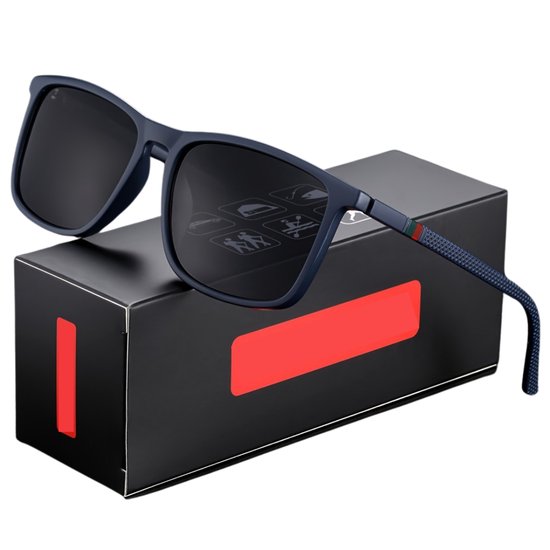 Livano Zonnebril Voor Heren - Zonnenbrillen - Zonnenbril - Sun Glasses - Sunglasses - Techno Bril - Rave & Festival - Premium Quality - Blauw Zwart van Livano