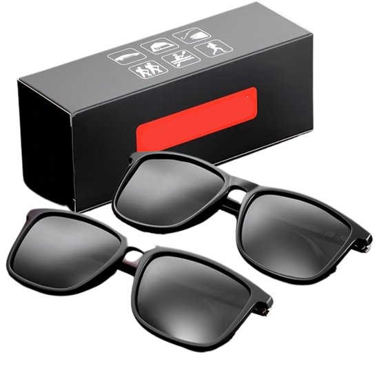 Livano Zonnebril Voor Heren - Zonnenbrillen - Zonnenbril - Sun Glasses - Sunglasses - Techno Bril - Rave & Festival - Premium Quality - Glans Zwart & Mat Zwart van Livano