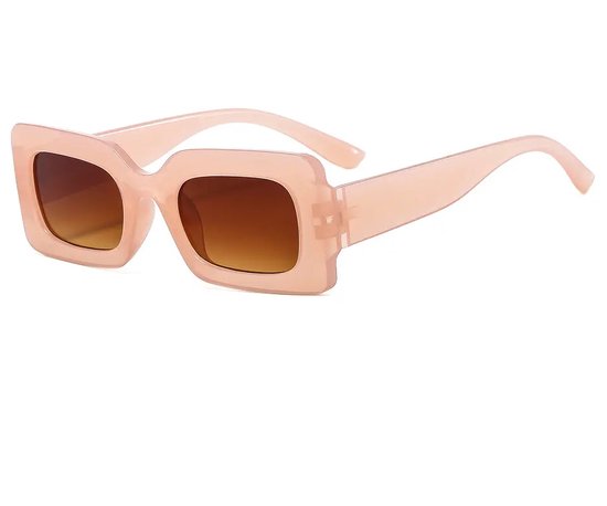 LOUD AND CLEAR® - Brede Zonnebril - Beige - Rechthoekig - Festival Bril - Rave Bril - Techno Bril van LOUD AND CLEAR®