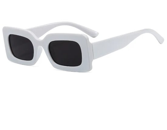 LOUD AND CLEAR® - Brede Zonnebril - Wit - Rechthoekig - Festival Bril - Rave Bril - Techno Bril van LOUD AND CLEAR®