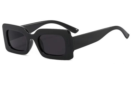 LOUD AND CLEAR® - Brede Zonnebril - Zwart - Rechthoekig - Festival Bril - Rave Bril - Techno Bril van LOUD AND CLEAR®