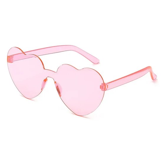 Loud and Clear® - Hartjes Zonnebril - Hartjes Bril - Hart - Bril - Festival Bril - Roze - Transparant - Bruiloft van Merkloos