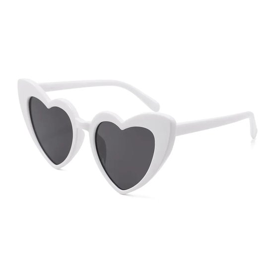 LOUD AND CLEAR® - Hartjes Zonnebril - Hartjes Bril - Hart - Bril - Festival Bril - Wit - Bruiloft van Merkloos