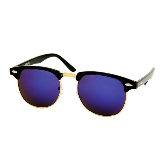 LOUD AND CLEAR® - Heren Zonnebril - Dames Zonnebril - Club Zonnebril - Zwart - Blauw Paars - Spiegel van LOUD AND CLEAR®