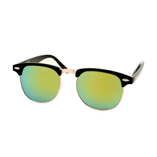 LOUD AND CLEAR® - Heren Zonnebril - Dames Zonnebril - Club Zonnebril - Zwart - Geel Groen - Spiegel van LOUD AND CLEAR®